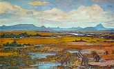 České středohoří vždy lákalo k romantickým představám. Středohoří ve vizi geologa Karla Žebery (Žebera a Mikula 1982). Soutok Brozanky, předchůdkyně dolního toku Ohře, s Vltavou na území Budyně a Chotěšova v mindelu 1 (druhá doba ledová – podle alpské řeky Mindel). Z archivu autorů