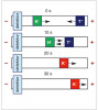 Sledování interakce heparinu s tetraargininem v kapilární elektroforéze. Schematické znázornění probíhajících dějů. H− značí heparin, T+ tetraarginin a K− jejich komplex. Blíže v textu. Orig. T. Křížek