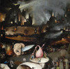 Hieronymus Bosch – zobrazení Pekla z oltářního triptychu Zahrada pozemských rozkoší (mezi 1490–1510, výřez). Převzato z Wikimedia Commons, v souladu s podmínkami použití 