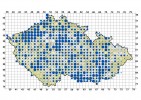 Výskyt hrdličky divoké  v České republice na základě mapování hnízdního rozšíření v letech 2014–17. Velikost bodů značí možné, pravděpodobné a prokázané hnízdění. Upraveno podle: K. Šťastný a V. Bejček; zdroj dat: Česká společnost ornitologická  a Česká zemědělská univerzita, Agentura ochrany přírody a krajiny ČR. Zpracování bylo financováno AOPK ČR.