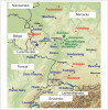 Ernst Hollstein zjišťuje, že území využitelné pro jednotnou chronologii dubu daleko přesahuje region začátků  B. Hubera (zeleně). Chronologie Evropa – středozápad se vztahuje k celému území mapy. Červeně nálezy stromových rakví (Baumsarg) Merovejců, dynastie vládnoucí v 5.–8. století franské říši, na území dnešní Francie a západního a středního Německa. Své významnější příslušníky pohřbívali do vydlabaných dutin v podélně rozpůleném a opět uzavřeném dubovém kmenu, jehož obě čela zůstala zachována. Díky této pokladnici dat  byla nakonec mezera stěhování národů překlenuta. Orig. J. Kyncl