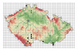 Rozšíření lovčíka mokřadního (Dolomedes plantarius) v České republice. Prázdné body – nálezy do r. 1960, malé značí nálezy z let 1961–80, střední 1981–2010, velké pak po r. 2010. Data převzata z databází České arachnologické společnosti, Agentury ochrany přírody a krajiny ČR (NDOP) a BioLib. Čeští lovčíci rodu Dolomedes jsou od sebe špatně odlišitelní, nelze tedy vyloučit, že některé z prezentovaných nálezů představují druhý druh. Orig. H. Rothová a M. Řezáč