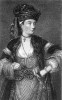Idealizovaný portrét Marie Sibylly Merianové jakožto cestovatelky  od malíře Georga Gsella (1673–1740) a rytce Jacoba Houbrakena (1698–1780) pro holandské vydání díla M. S. Merianové a její dcery Dorothey nazvané  Der Rupsen Begin, voedzel en wonder­baare verandering (Amsterodam 1713–17)