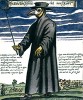Středověký lékař bojující s „černou smrtí“. Kolorovaný dřevořez z r. 1656. Z archivu redakce