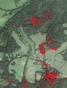 Pohyb srnce obecného ve fragmentované  krajině na Hartmanicku. Jednotlivé body zde po pěti minutách. Obr. jednoznačně ukazuje, že tento srnec upřednostňoval pohyb v lesnatých částech krajiny. Orig. P. Šustr