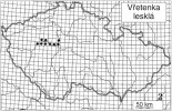 Vřetenka lesklá (Bulgarica nitidosa) – v povodí Berounky, kde se vyskytuje, je ale na vhodných lokalitách poměrně hojná. Mapa rozšíření podle http://molusca.sav.sk/malacology/checklist.htm
