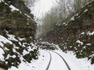 Zářez železniční tratě u zastávky Kyje s krásně odkrytými jezerními sedimenty ploužnického obzoru (svrchní karbon). Foto M. Košťák