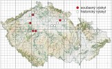 Historický a současný výskyt druhu v České republice. Upraveno podle  podkladů Agentury ochrany přírody a krajiny ČR (2017)