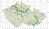 Mapa rozšíření slávičky mnohotvárné (Dreissena polymorpha) v České republice. Orig. J. Vrba, za použití dat L. Berana a údajů z Nálezové databáze ochrany  přírody Agentury ochrany přírody a krajiny ČR
