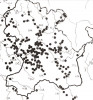 Rozšíření druhu ve východních Čechách – 50. léta 20. století. Převzato z publikace J. Ježka (2016)