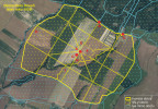 Obora Dolní Roveň. Digitalizovaná mapa podle indikační skici Lukovečka z r. 1829 na podkladě současné ortofotomapy a parcelní kresby. Digitalizované mapy jsou základem pro lepší porozumění uspořádání dnešní krajiny. A – střed obory, B – hlavní vstup (spoj­nici mezi body A a B tvořila dubová  alej, blíže obr. 1 v kulérové příloze na  str. LXXV), C – hájenka Hadovna, poblíž  které byl vstup pro myslivecký personál, D – oborní plot, E – západní louka,  F – východní louka, G – lovecký pavilon Zámeček, H – jižní louka, I – původní koryto potoka Židelná. Orig. P. Dujka, upraveno podle: M. Ticháček (2004) a Moravský zemský archiv (MZA, 2021)